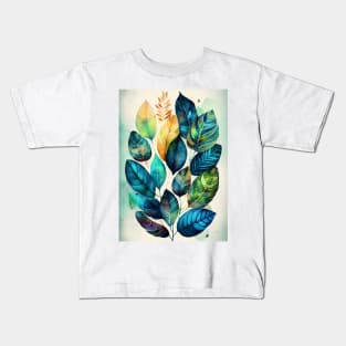 Watercolor leaves pattern Kids T-Shirt